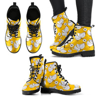 Chickens Yellow- Womans Combat boots, Boho Hippie Boots - MaWeePet- Art on Apparel