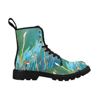 Seedlings floral -Women's Combat boots , Combat Boots, Hippie Boots - MaWeePet- Art on Apparel