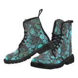 Blue Grunge -Women's Combat boots , Festival, Combat, Vintage Hippie Lace up Boots - MaWeePet- Art on Apparel