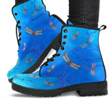Dragonfly Blue -Classic boots, combat boots, Lace up Festival boots - MaWeePet- Art on Apparel